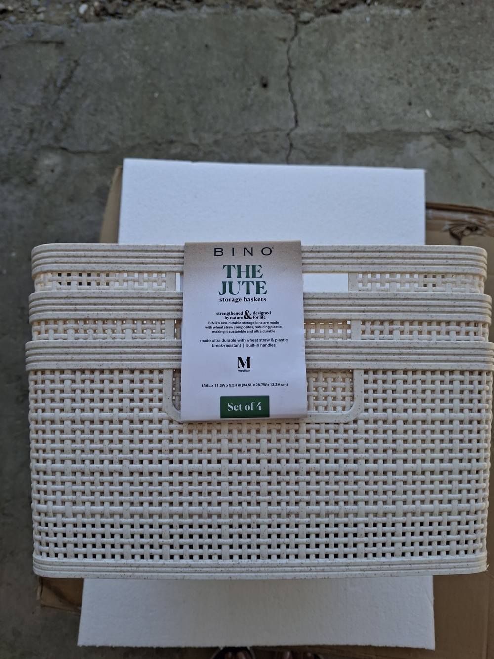 BINO The Jute Storage Basket - Cream (Set of 3)